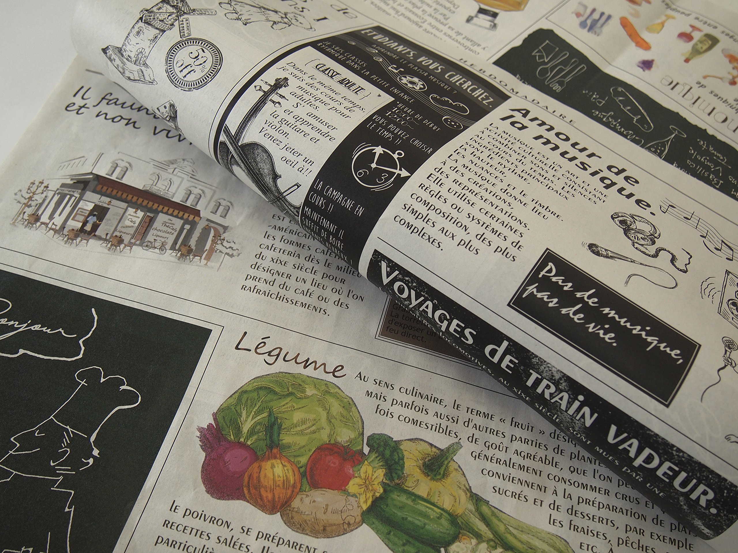 Amazon | 包装紙 おしゃれ フランス新聞紙風 25枚入 | ラッピング